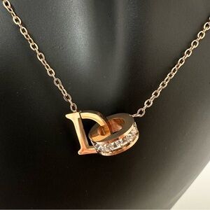Initial D Rose Gold Pendant Necklace